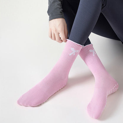 Delicate Bow Embroidery Grip Socks(4 Pairs) - image 2