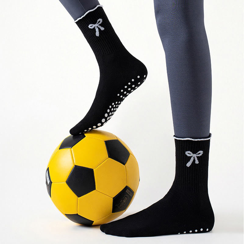 Delicate Bow Embroidery Grip Socks(4 Pairs) - image 10