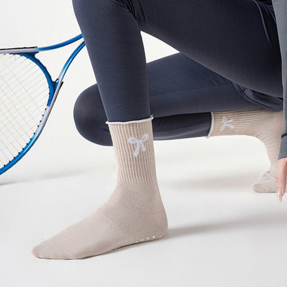 Delicate Bow Embroidery Grip Socks(4 Pairs) - image 9