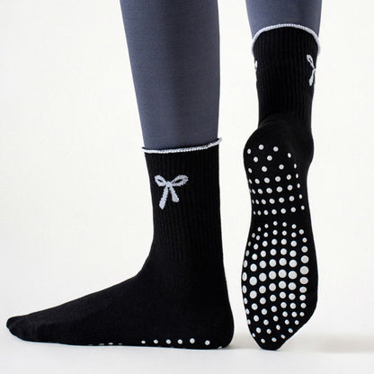 Delicate Bow Embroidery Grip Socks(4 Pairs) - image 7