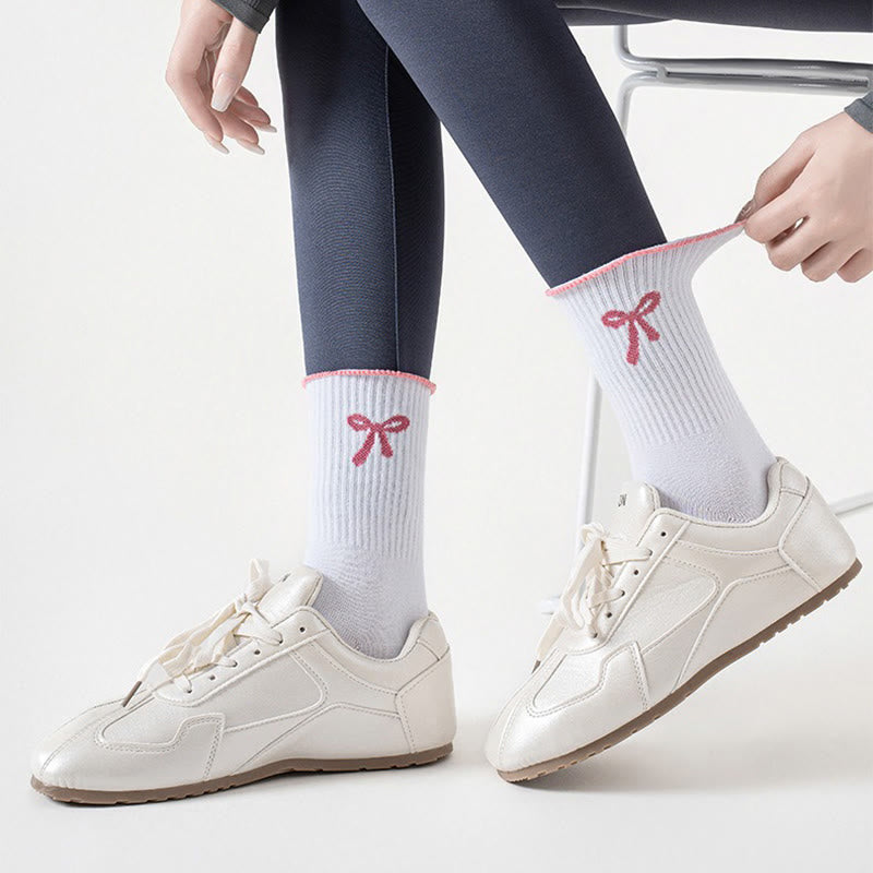 Delicate Bow Embroidery Grip Socks(4 Pairs) - image 4