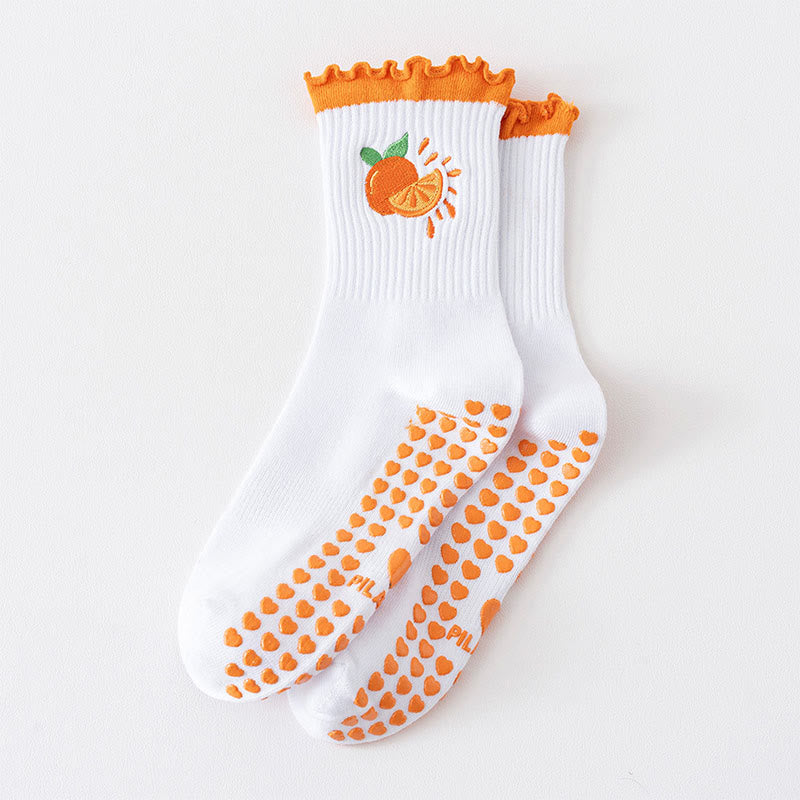 Fruit Series Grip Socks(3 Pairs) - Orange - EU36-40(US3-7) - image 9
