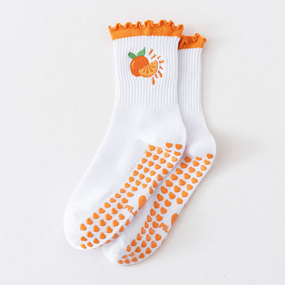 Fruit Series Grip Socks(3 Pairs) - Orange - EU36-40(US3-7) - image 9