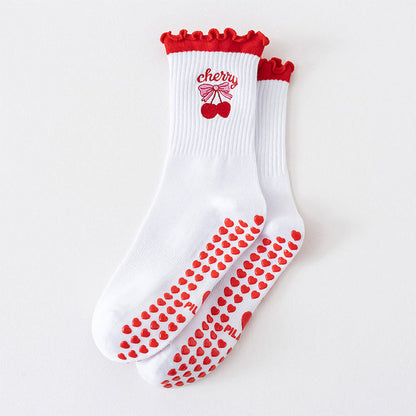 Fruit Series Grip Socks(3 Pairs) - Red - EU36-40(US3-7) - image 10