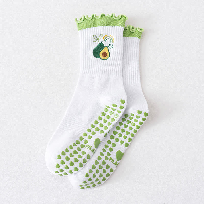 Fruit Series Grip Socks(3 Pairs) - Green - EU36-40(US3-7) - image 12