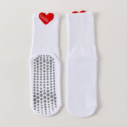 Lucky Heart Grip Socks(4 Pairs) - Red - EU36-40(US3-7) - image 13