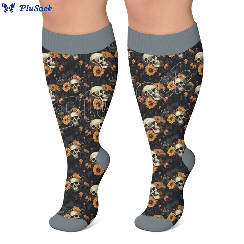 Skull Floral Print Compression Socks - image 3