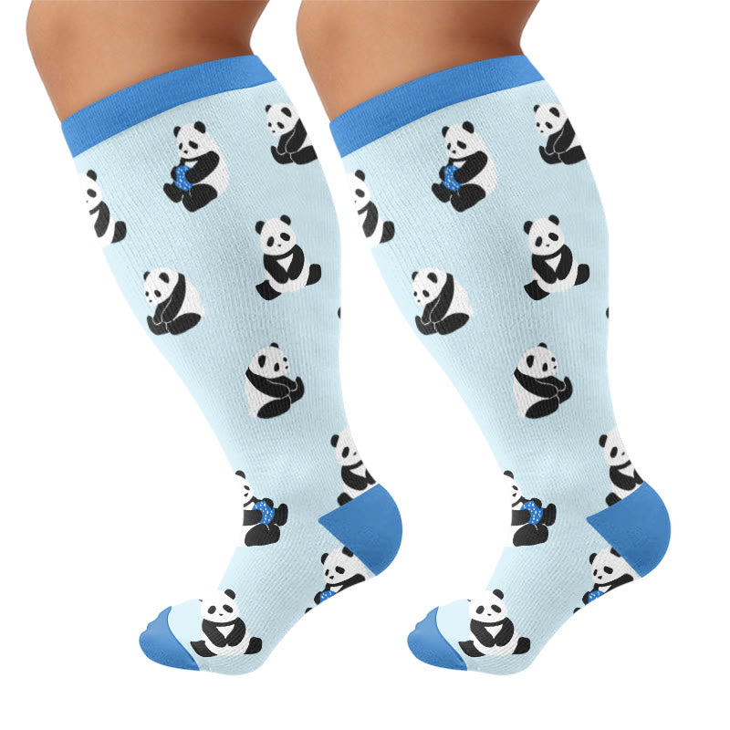 Plus Size Bunny Panda Dachshund Compression Socks - Blue(1 Pair) - 4XL - image 10