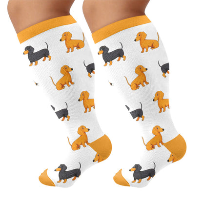 Plus Size Panda Bunny Compression Socks - Yellow - 4XL - image 6
