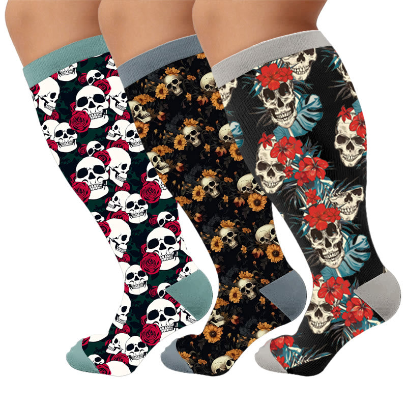 Skull Floral Compression Socks - image 1