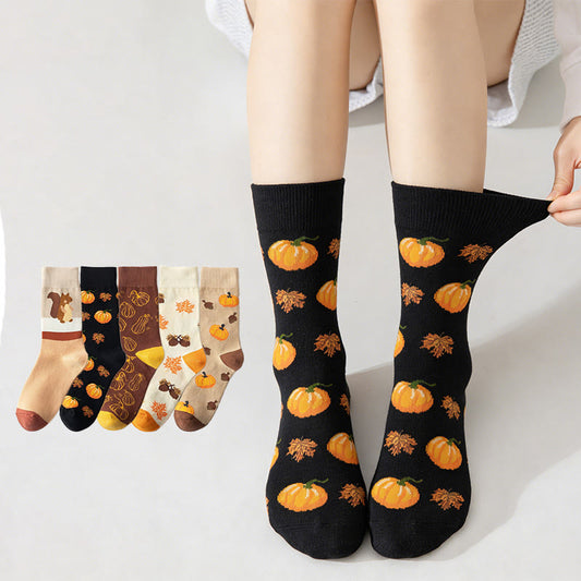 Halloween Pattern Quarter Socks(5 Pairs) - Multicolor - EU35-41(US2-7.5) - image 0