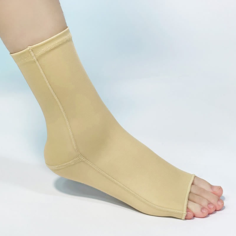 Post Surgery Zipper Open Toe Compression Foot Sleeves - Nude - Right - M - image 3