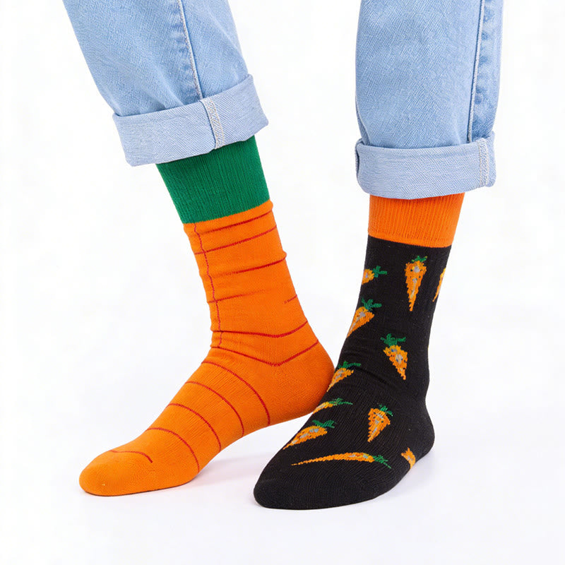 Carrot Pattern Quarter Socks - Orange - EU36-43(US3-9) - image 0