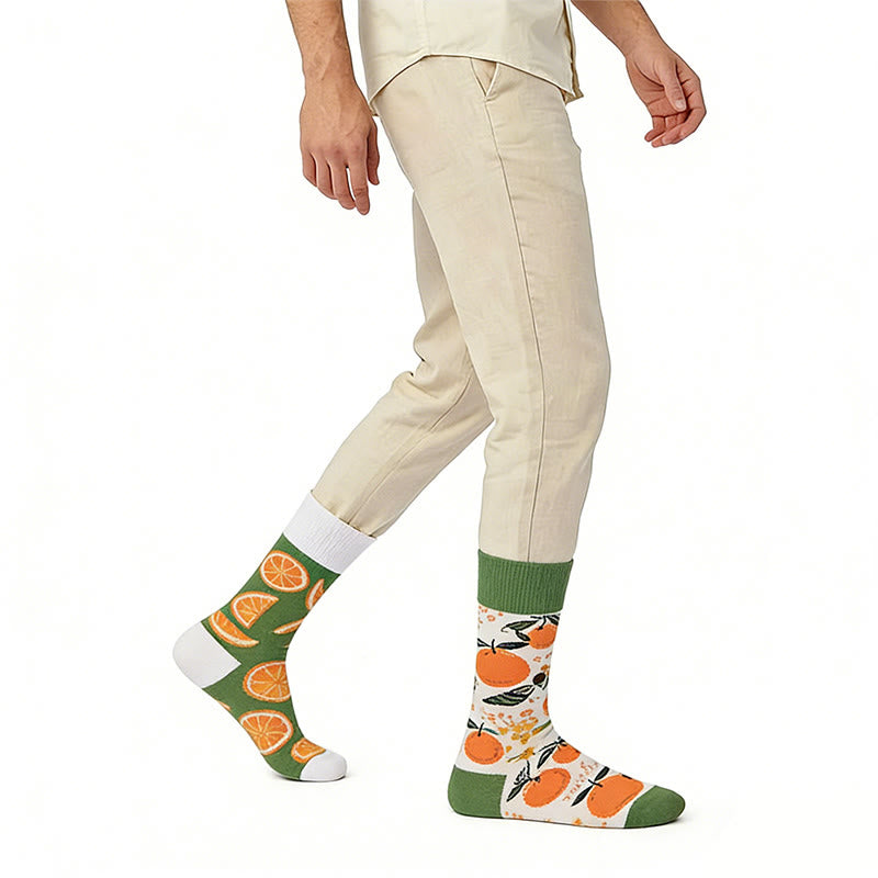 Orange Pattern Quarter Socks - Green - EU36-43(US3-9) - image 0