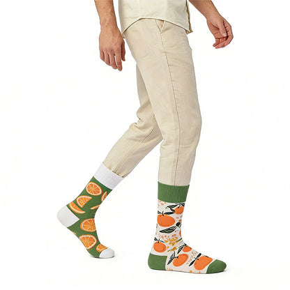 Orange Pattern Quarter Socks - Green - EU36-43(US3-9) - image 0