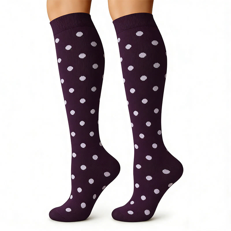 Polka Dot Purple Series Compression Socks(6 Pairs) - image 3