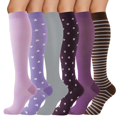 Polka Dot Purple Series Compression Socks(6 Pairs) - image 1