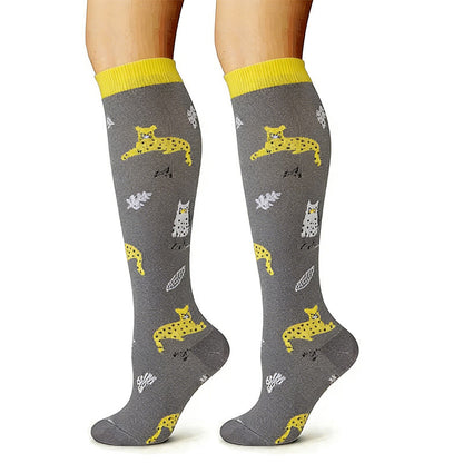 Cute Animal Plant Print Compression Socks(6 Pairs) - image 7