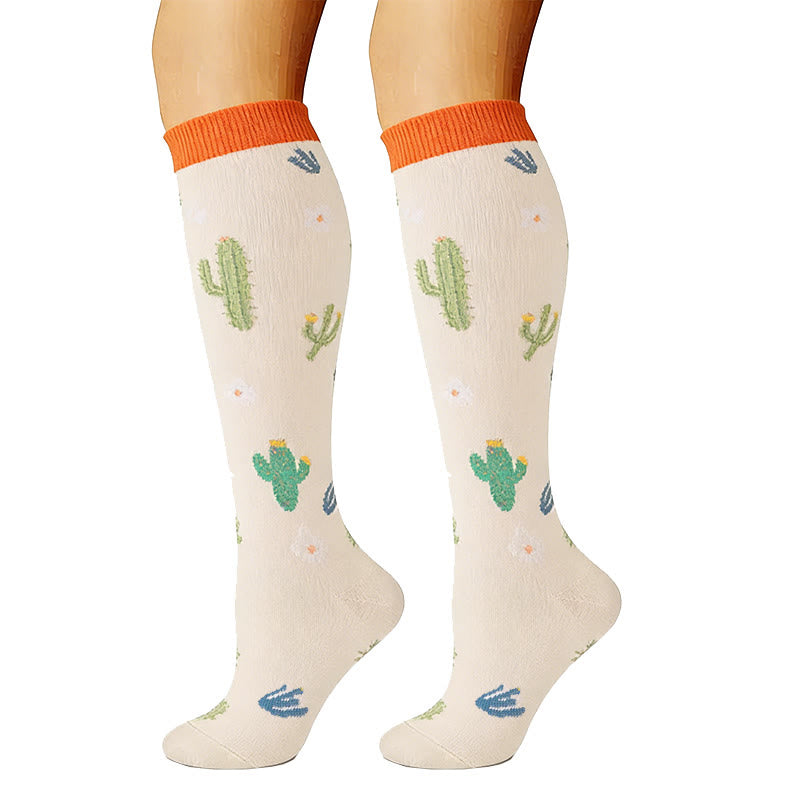 Cute Animal Plant Print Compression Socks(6 Pairs) - image 4
