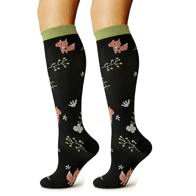 Cute Animal Plant Print Compression Socks(6 Pairs) - image 5