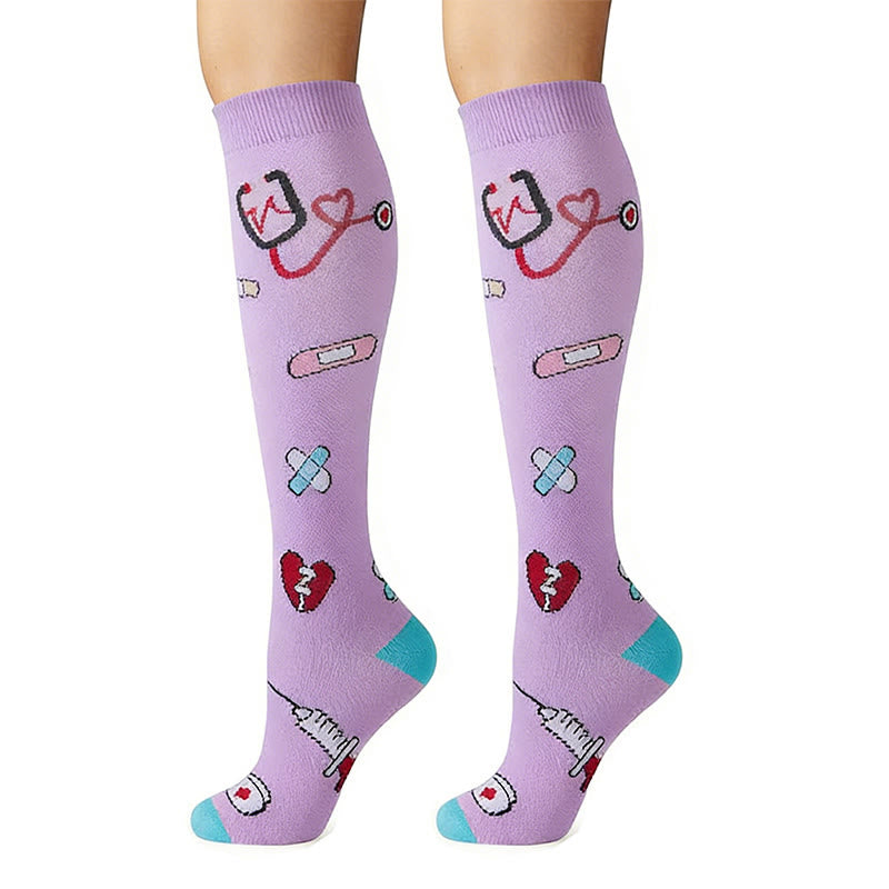 Medical Print Knee High Compression Socks(6 Pairs) - image 5