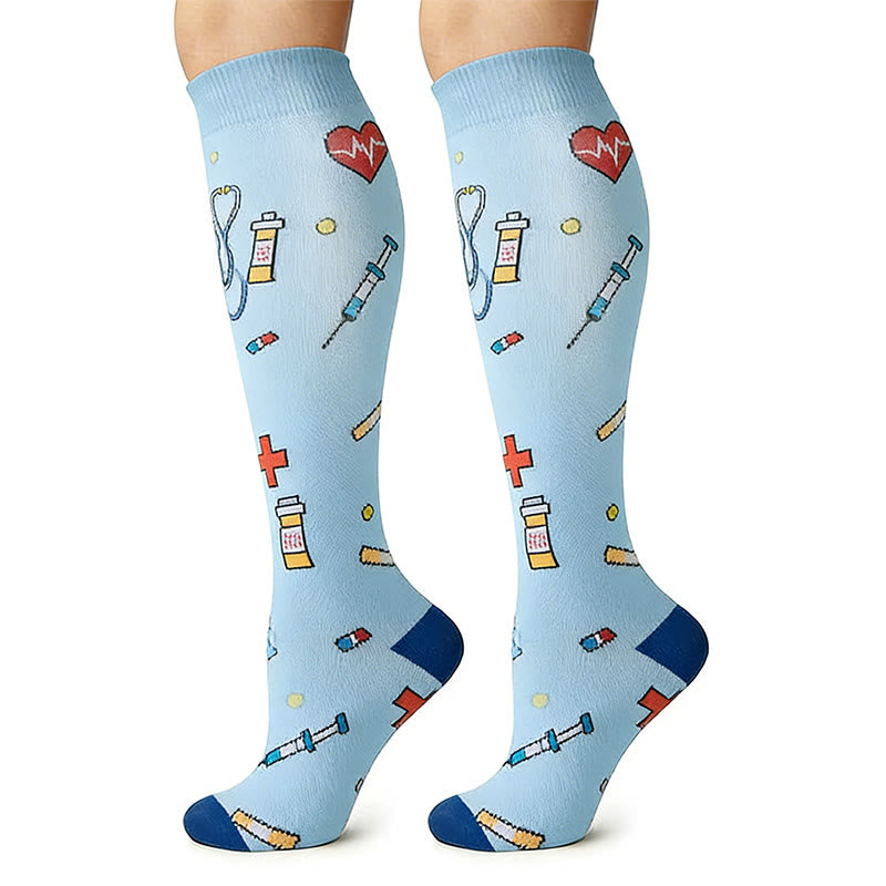 Medical Print Knee High Compression Socks(6 Pairs) - image 4