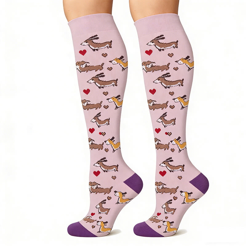 Cat Print Outdoor Running Compression Socks(6 Pairs) - image 6