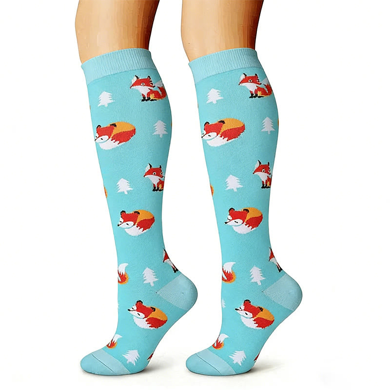Animal Fruit Knee High Compression Socks(6 Pairs) - image 6