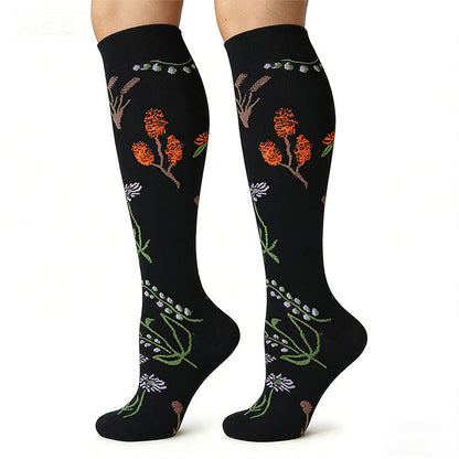 Flower Pattern Compression Socks(3 Pairs) - image 3