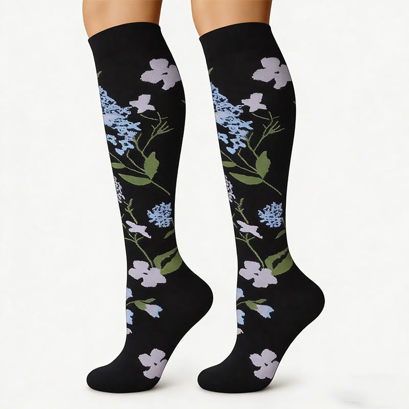 Flower Pattern Compression Socks(3 Pairs) - image 4