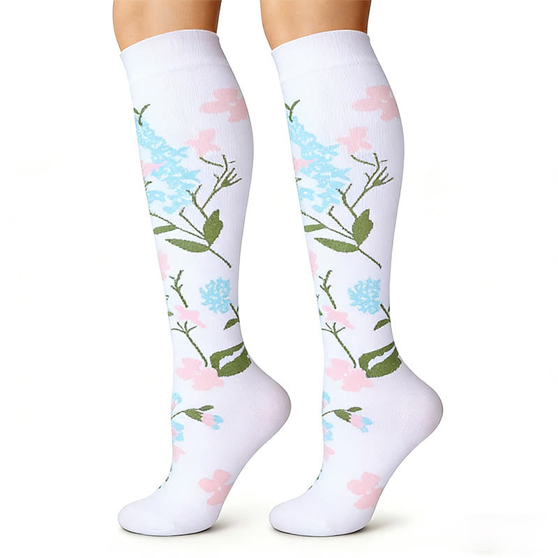 Flower Pattern Compression Socks(3 Pairs) - image 2