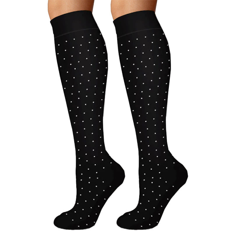 Heart Polka Dot Stripes Compression Socks(6 Pairs) - image 1