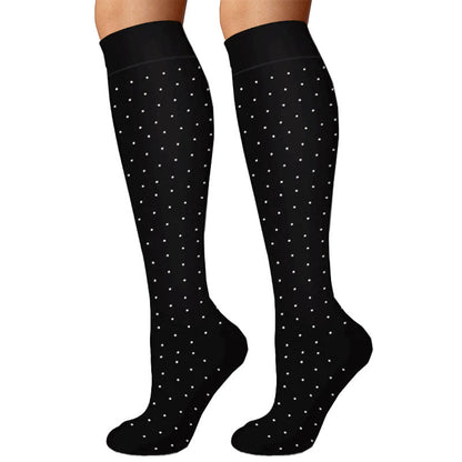 Heart Polka Dot Stripes Compression Socks(6 Pairs) - image 1