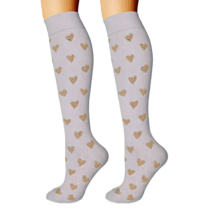 Heart Polka Dot Stripes Compression Socks(6 Pairs) - image 5
