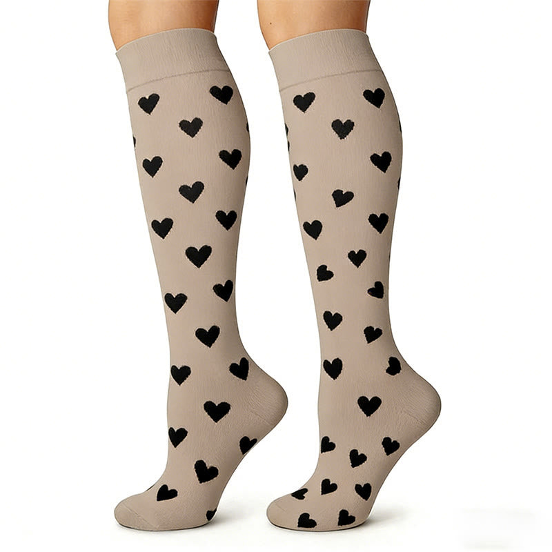 Heart Polka Dot Stripes Compression Socks(6 Pairs) - image 3
