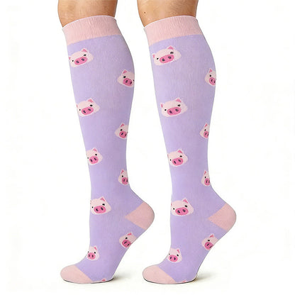 Pig Corgi Fox Unicorn Compression Socks(4 Pairs) - image 2