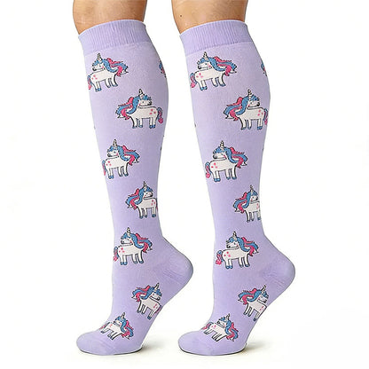 Pig Corgi Fox Unicorn Compression Socks(4 Pairs) - image 3