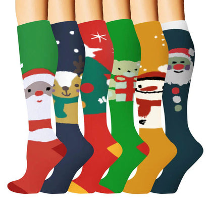 Elk Snowman Bear Compression Socks(6 Pairs) - image 1
