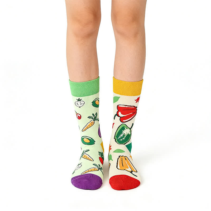 Playful Fruit Vegetable Quarter Socks - Orange - EU36-43(US3-9) - image 0