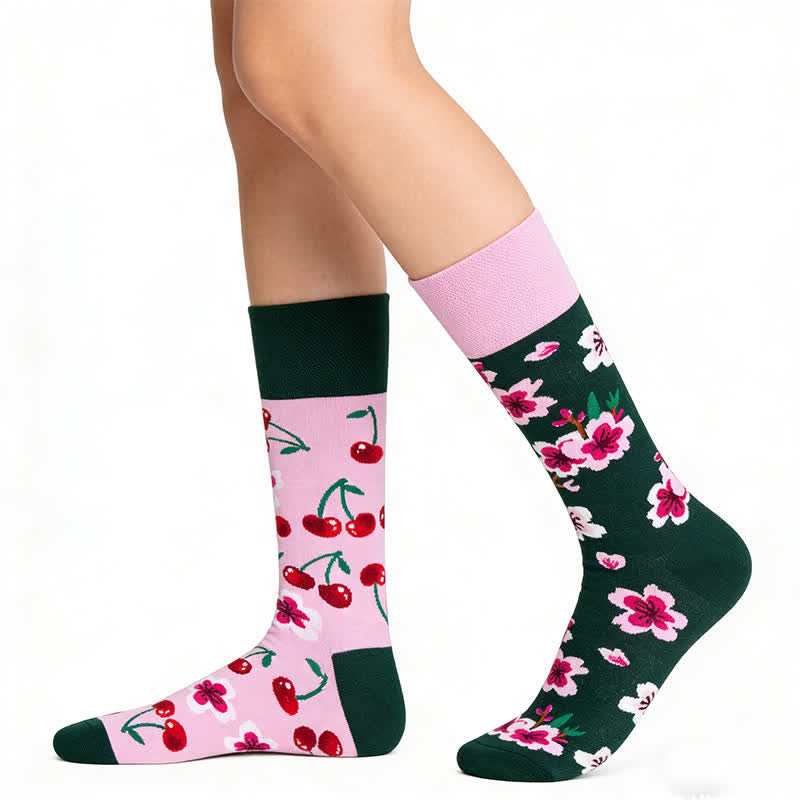 Cherry Floral Quarter Socks - Pink - EU36-43(US3-9) - image 0