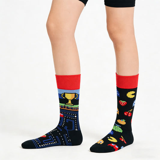 Pixel Fruit Trophy Quarter  Socks - Black - EU35-43(US2-9) - image 0