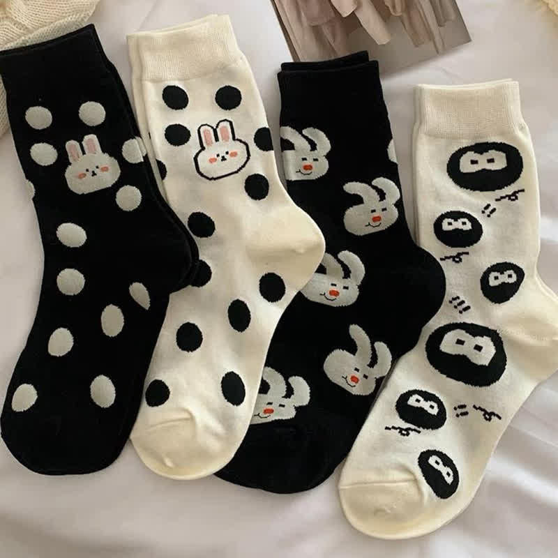 Polka Dot Rabbit Quarter Socks(4 Pairs) - image 3