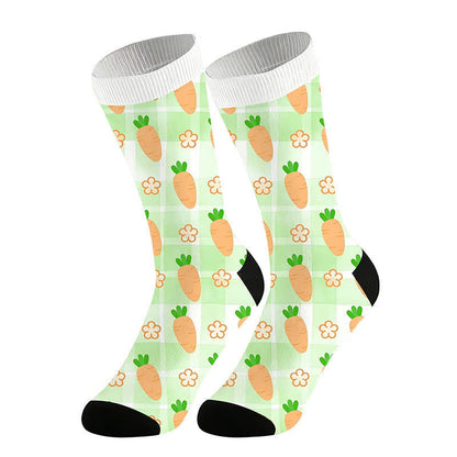 Carrot Print Quarter Socks(2 Pairs) - Green - EU36-44(US3-10) - image 6