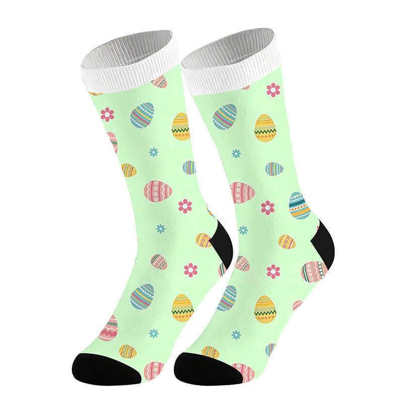 Easter Egg Floral Quarter Socks(2 Pairs) - Green - EU36-44(US3-10) - image 3