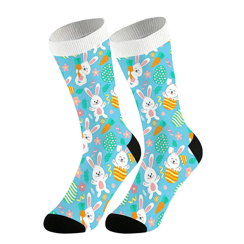 Easter Bunny Print Quarter Socks(2 Pairs) - Blue - EU36-44(US3-10) - image 6