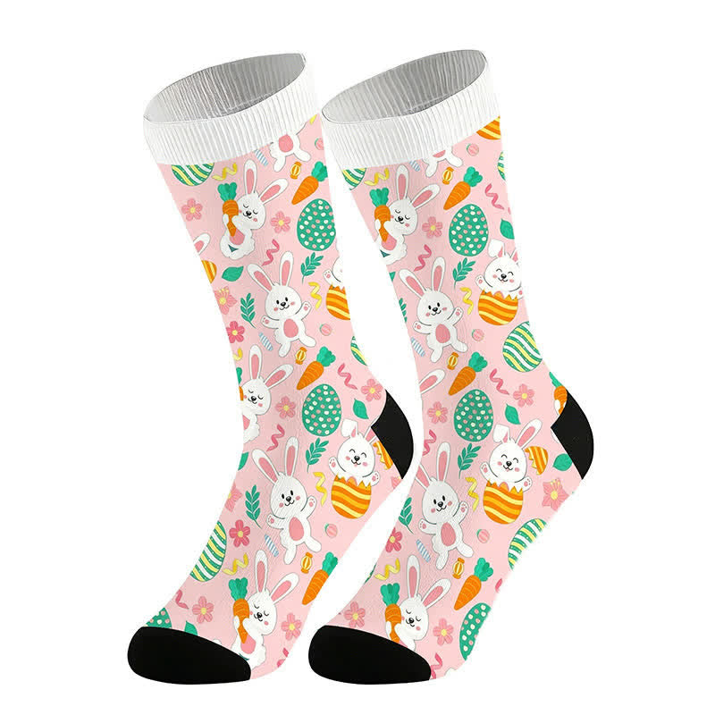 Easter Bunny Print Quarter Socks(2 Pairs) - Pink - EU36-44(US3-10) - image 4