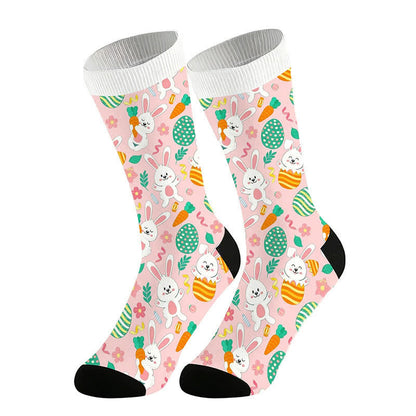 Easter Bunny Print Quarter Socks(2 Pairs) - Pink - EU36-44(US3-10) - image 4