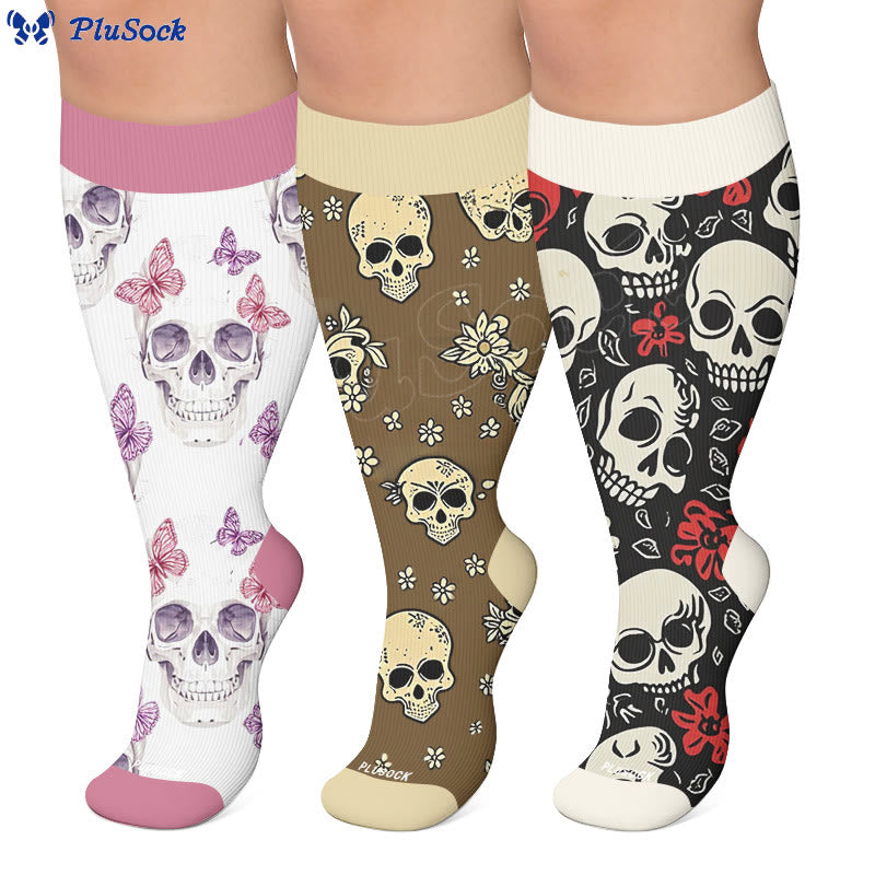 Plus Size Skull Charm Compression Socks - image 0