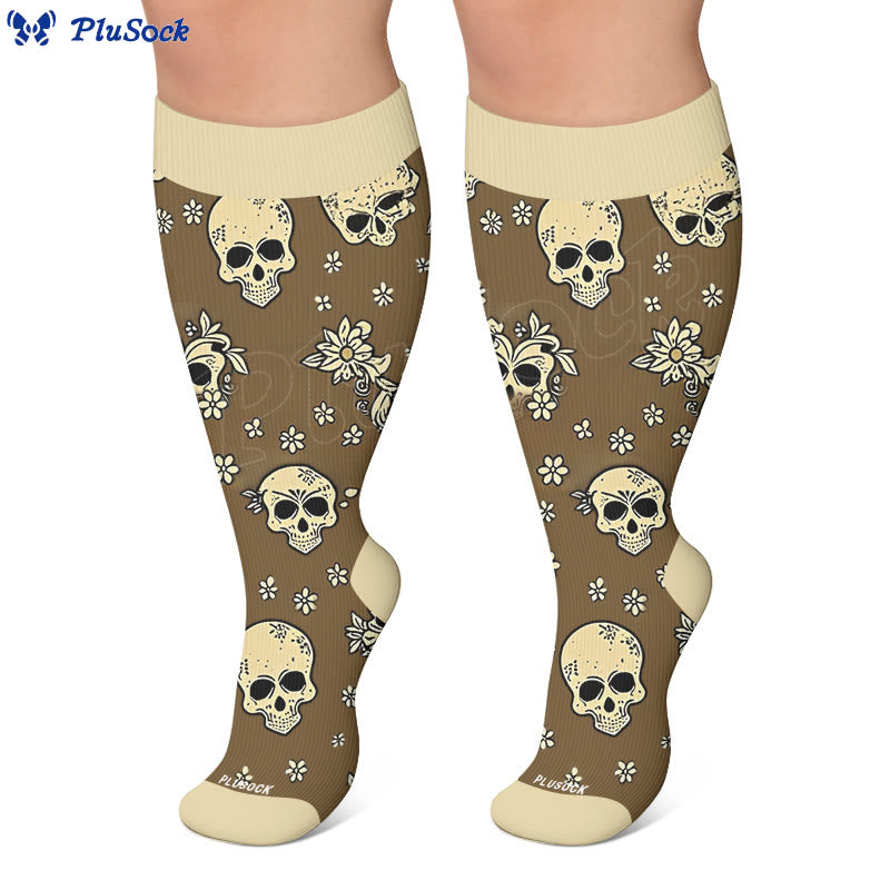 Plus Size Skull Charm Compression Socks - image 3