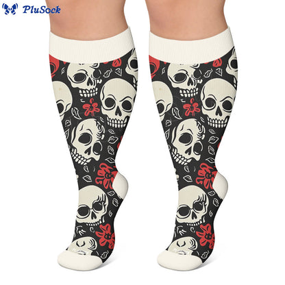 Plus Size Skull Charm Compression Socks - image 4
